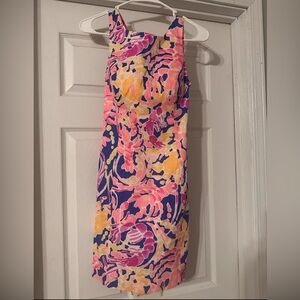 Lilly Pulitzer Courtney Shift Dress Brilliant Catch & Release Tie Back Womens 0